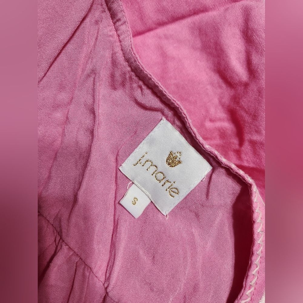 J.marie jm2023 Ember Top V Neck Embroidered Blouse PINK  size S - Picture 6 of 7